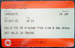 HARROGATE British Railway PLATFORM TICKET Window 31