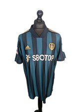 Leeds United Football Shirt Mens XL Adidas Excellent Striped Green Blue Away