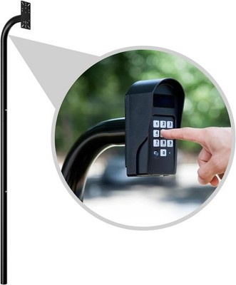 68'' Universal Gooseneck Pedestal Post for Gate Opener Keypad, Heavy Duty Steel B