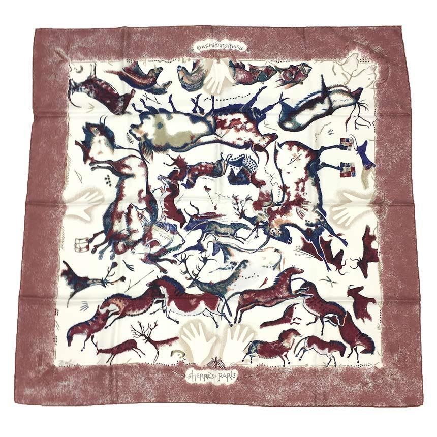Hermes Scarf Premiere Mains First Hand Silk White Pink 90cm MINT No Box