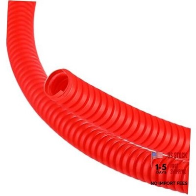 1/4 Inch x 24.6 ft Wire Loom Split Tubing Guard Plastic Convoluted Flex Red