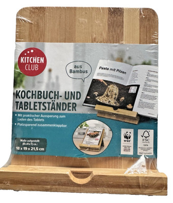 Bambus Buchständer 18 x 19 cm Leseständer Tabletständer Kochbuchhalter klappbar