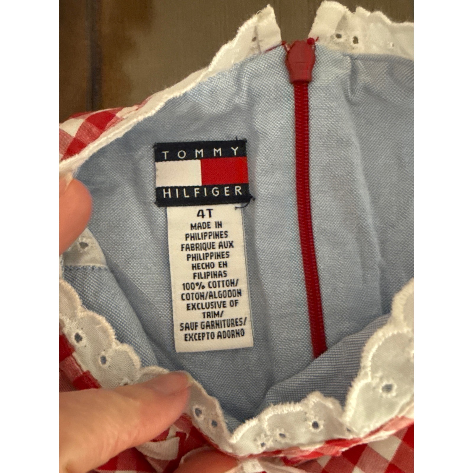 Tommy Hilfiger Y2K Girls Red Gingham Dress 100% Cotton Size 4T thumbnail 2
