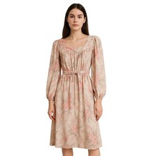 TONI TODD x VINTAGE cottagecore square neckline midi dress long sleeve floral
