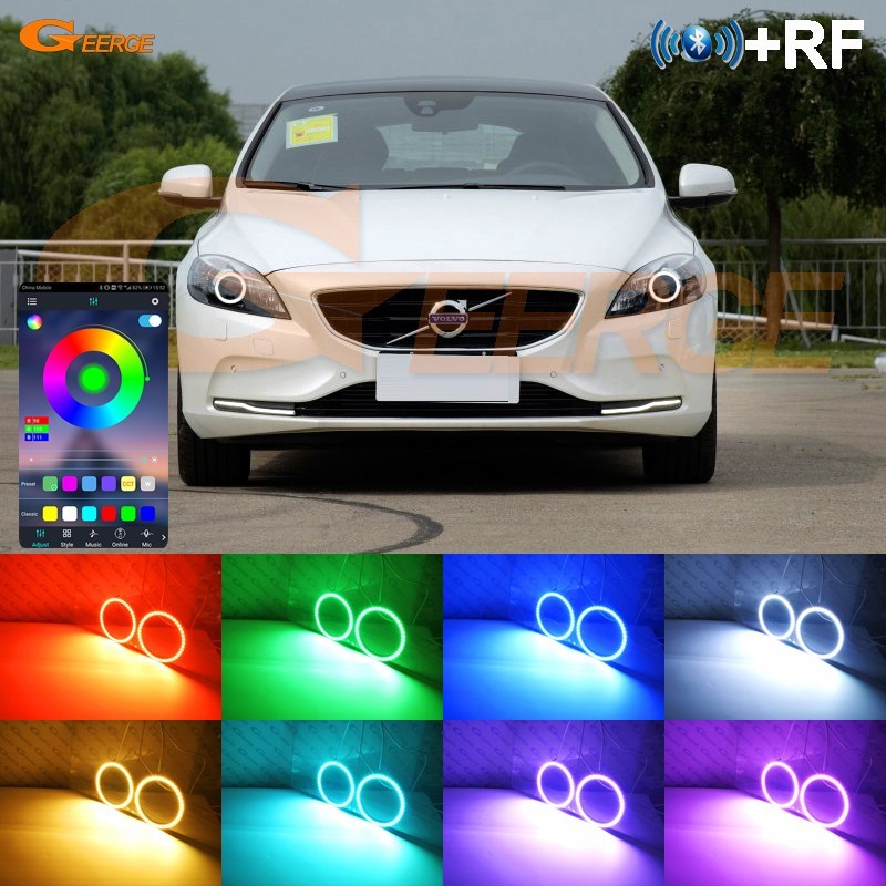 For Volvo V40 525 526 2012 - 2015 Multi Color RGB LED Angel Eyes