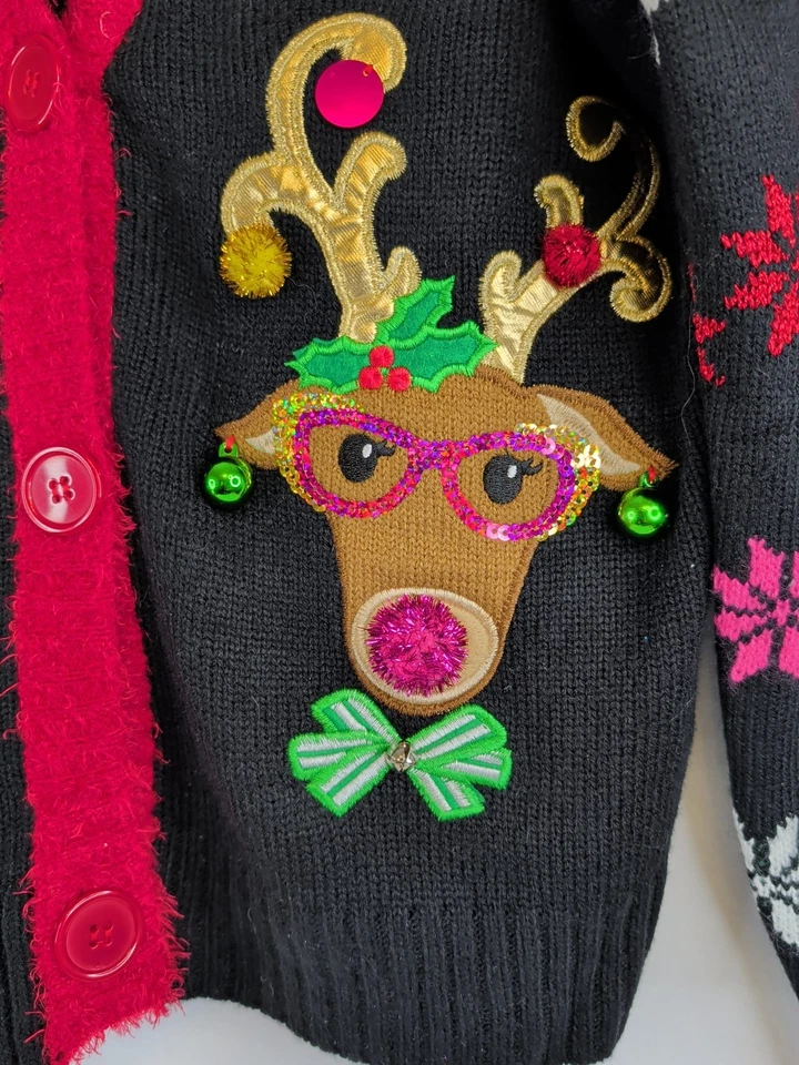 Gafas de sol suéter feo de vacaciones reno adornadas metálicas talla mediana Foto 4 de 4