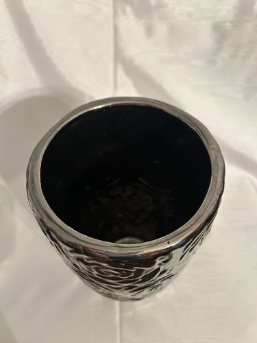 Silver Rosette Vase 8" Tall, Glass, Made in China - Bild 3 von 6