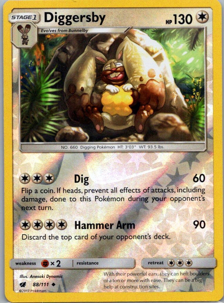 Pokemon TCG Diggersby 88/111 Crimson Invasion Rev Holo NM