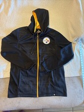 Pittsburgh Steelers Hoodie Men Medium Black Yellow Fanatics Full Zip NFL Logo L