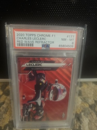 2020 Topps Chrome F1 177 Charles Leclerc RC Rookie True Red Refractor 4/5 PSA 8