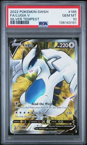 Lugia V (Full Art) 185/195 Swsh12: Sword & Shield - Silver Tempest Holo PSA 10