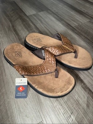 NEW St. John s Bay Cohen sandals 11 leather braided slip on shoes memory foam