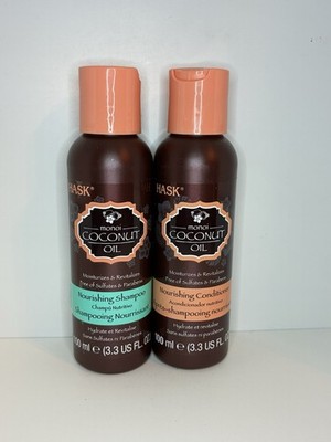 Hask Monoi Coconut Oil Nourishing Shampoo and Conditioner Set Travel Size 3.3oz