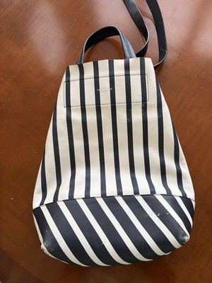 Rag &Bone Navy Blue Cream Striped Leather Tote Shoulder Bag Crossbody
