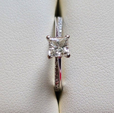 18ct White Gold GIA Princess Cut Diamond Engagement Ring Size N 0.63ctw