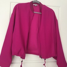 Anthropology White Birch Hot Pink Baseball Style Full Zip Jacket Size M