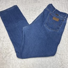 Men  s Wrangler Denim Blue Jeans 13MWZ Size 42 X 36 Cowboy Cut READ
