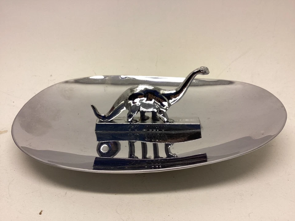 1960s Sinclair Gas Oil Station Chrome Advertising Ash Tray Dinosaur Brontosaurus - Image 2 of 3