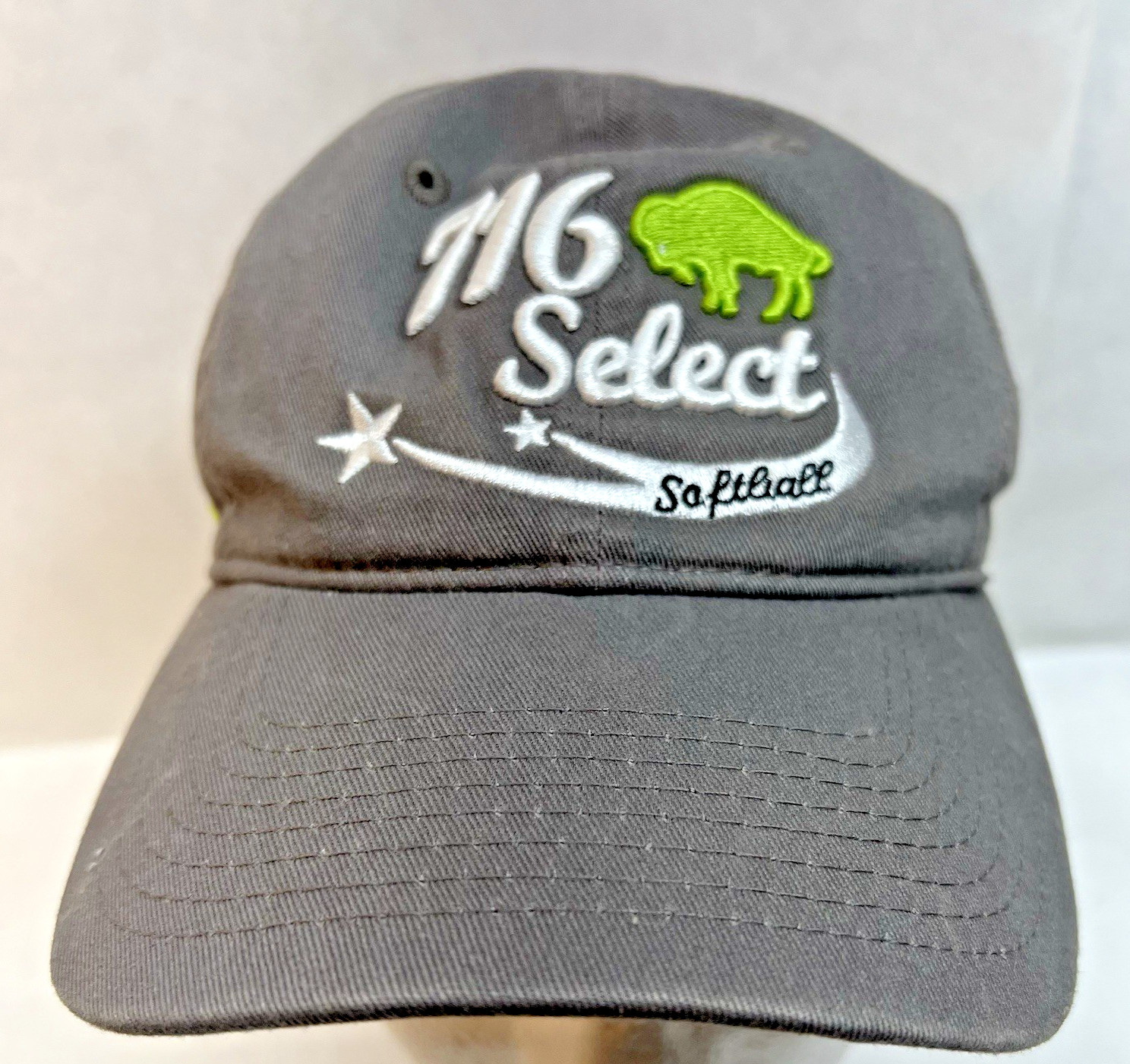 716 Select Softball gray cotton hook-loop adjust … - image 1