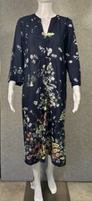 One Season Australia Long Poppy Loose Navy Floral Midi Dress Light Cotton Small