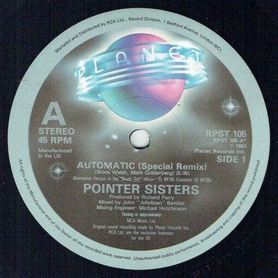 Pointer Sisters - Automatic - Used Vinyl Record 12 - 35 - E1177z