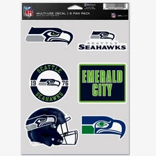 Seattle Seahawks Multi-Use 6 Fan Pack NFL Decal Stickers *Free Shipping