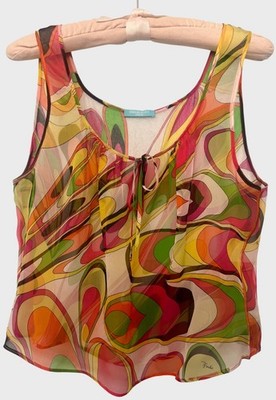 Emilio Pucci Onde Print Silk Tank, Vintage 2005, Medium