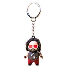Cyberpunk 2077 Johnny Silverhand Vinyl Keychain Loot Key Chain Ring Gift 3D