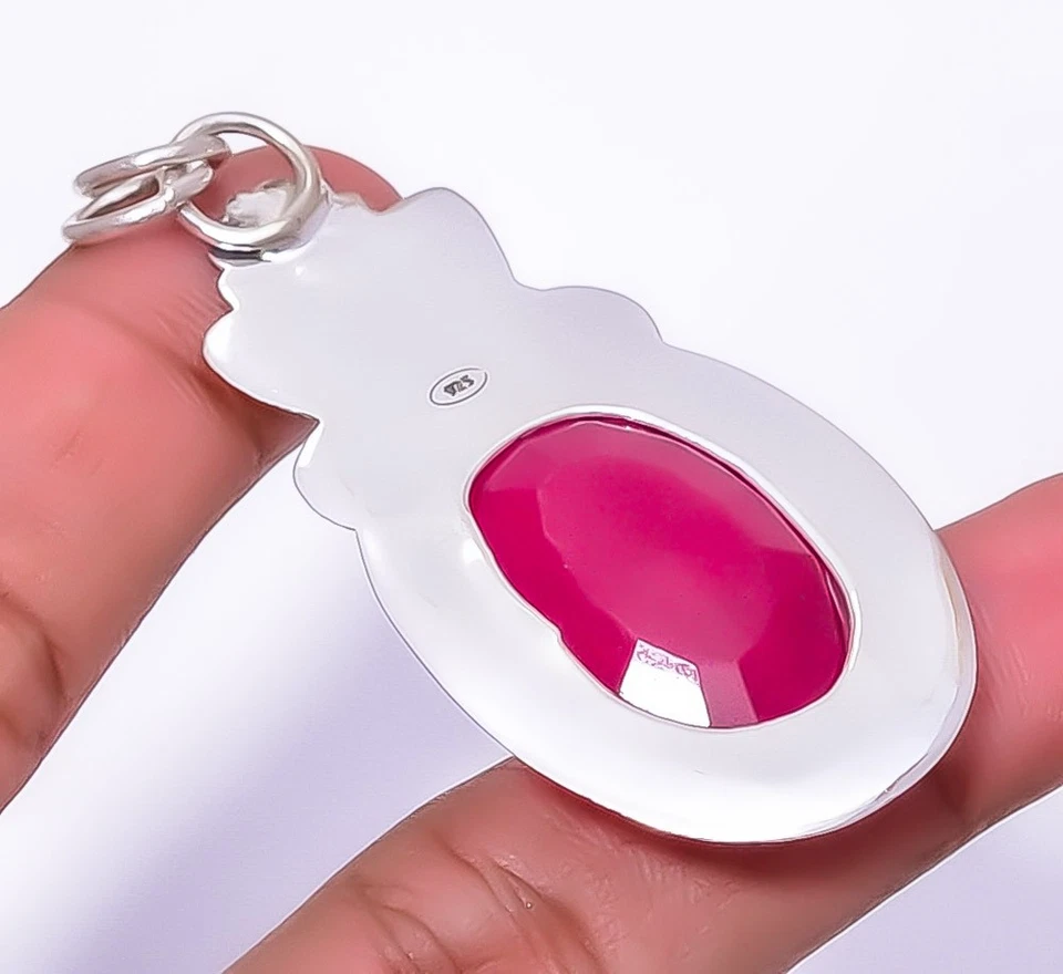 Ruby Simulated 925 Sterling Silver Butterfly Pendant 2.34" P81, Christmas Gift - Image 2 of 4