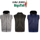 KAM Mens Big & Tall Sleeveless Zip Hoodie with Pockets for Men, Size: XXL - 8XL