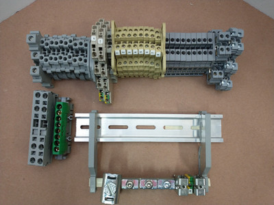 LOT #A ASSORTED 35mm DIN Rail Terminals Ground Bar Motor Terminal Block Etc