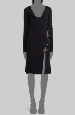 $2225 Versace Women Black Long Sleeve Crepe Dress Size IT38 US2