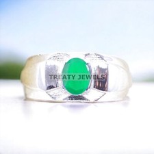 Emerald Oval Cut Gemstone With 925 Sterling Silver Ring For Men's A273