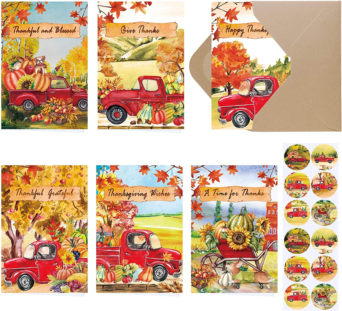 NUOBESTY 12pcs Thanksgiving Greeting Card Thanksgiving Cards Harvest - View #3