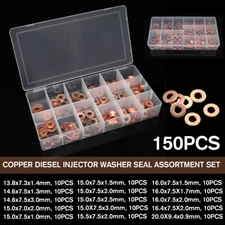 150Pcs Copper Diesel Injector Washers Fuel Set Seal Rings Gasket Assortment Kit
