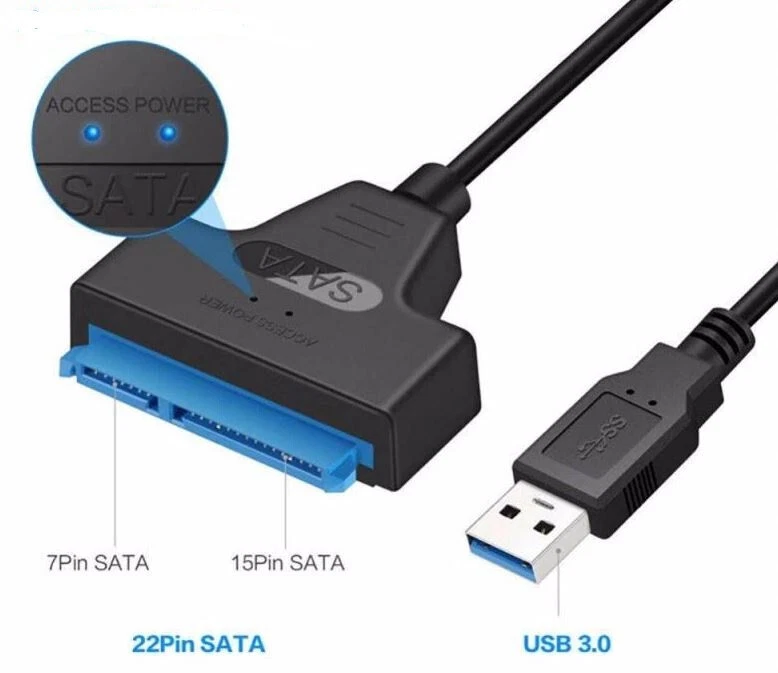 Cable Adaptateur USB 3.0 à SATA 15+ 7 Pin  pour HDD ou SSD 2.5".L/ 23CM - Photo 2/4