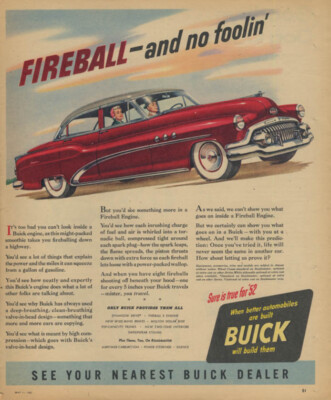 Fireball - and no foolin' - Buick Super Sedan ad 1952 NYT