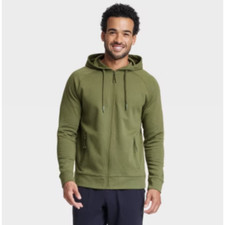 All In Motion Full-Zip Hoodie Men Small Green Ponte Long Sleeve Zip Pockets