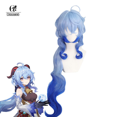 Genshin Impact Cosplay Wigs Ganyu Cosplay Wig Gradient Blue Long Party Hair Wig