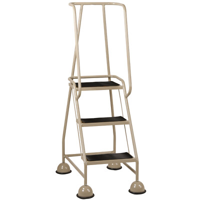 3 Laufflächen mobile Lagerstufen BEIGE 1,43 m tragbare Sicherheitsleiter & Räder