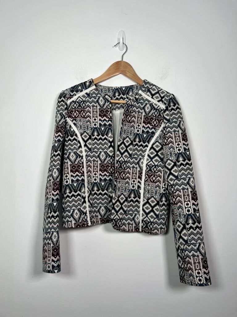 Geometric Aztec Style Edge to Edge Jacket M Size Colourful Ethnic