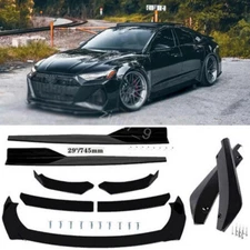 Front & Rear Bumper Lip Spoiler Splitter Body Kit & Side Skirt For Audi RS7