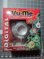 NEW Vu-Me Digital Photo Christmas Ball Ornament W Stand by Senario Silver