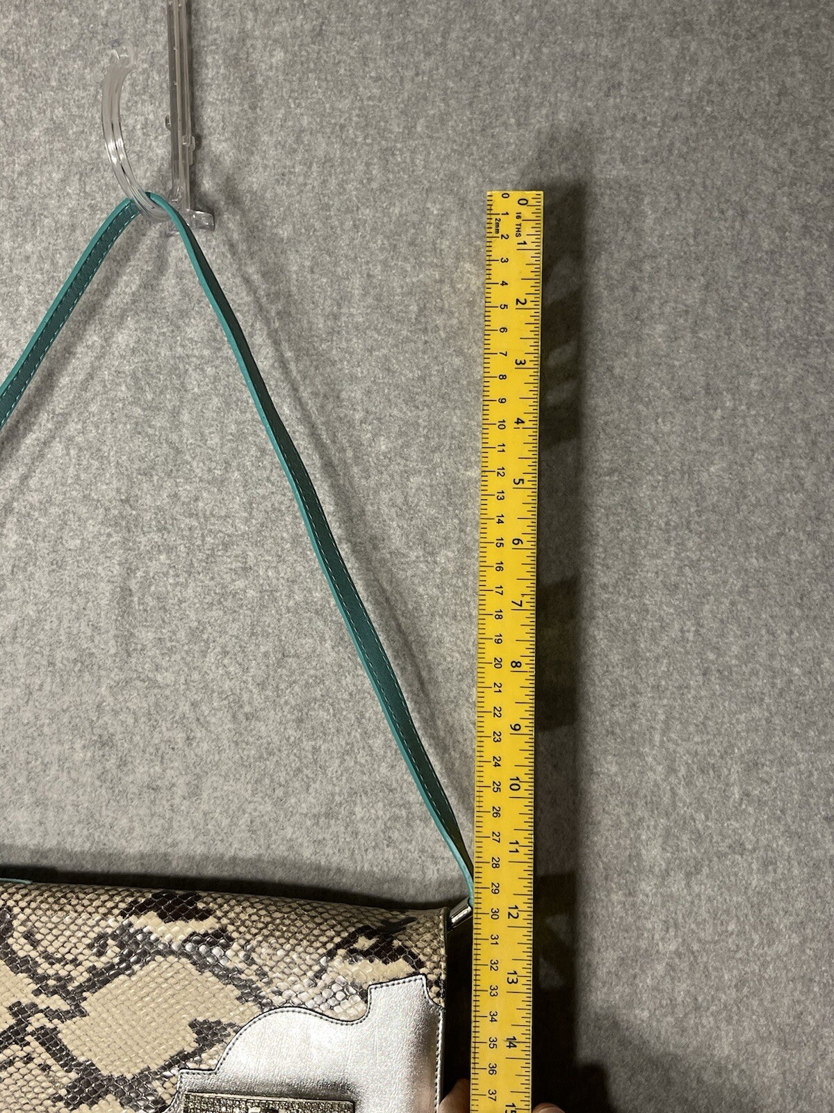 Leather Python Snakeskin purse shoulder clutch Tu… - image 15