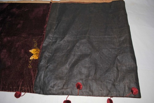 Victorian Embroidery Chenille And Silk Ribbon Flowers On Velvet Panel - Picture 11 of 12