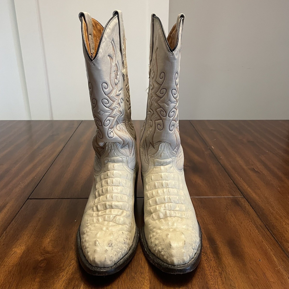 BOTAS JACA Exotic Crocodile Print White Boots Men display picture 1