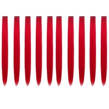 SEVENHEAD Hair Extension Clips 10pcs in Pure Red 20 Inch Straight Hair Synthetic