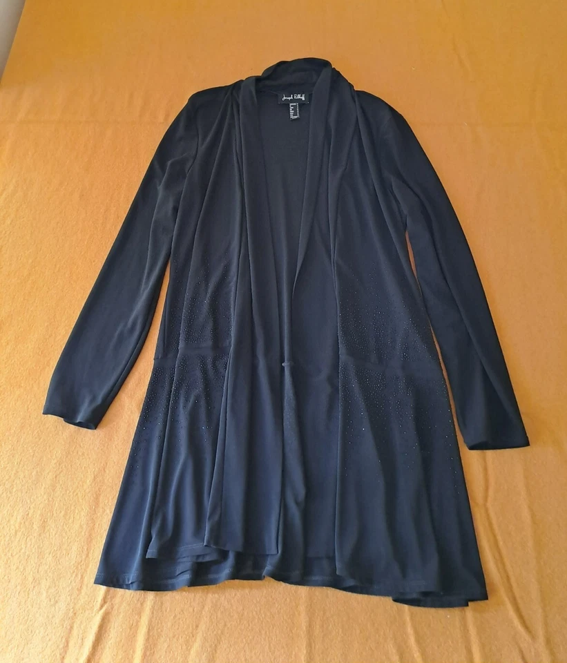 Joseph Ribkoff Sweater Womens 14 Black Open Front Tunic Long Cardigan Outerwear Foto 2 de 4