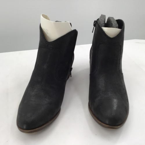 Lucky Brand Belia Black Faux Leather ankle boots, 7W, distressed