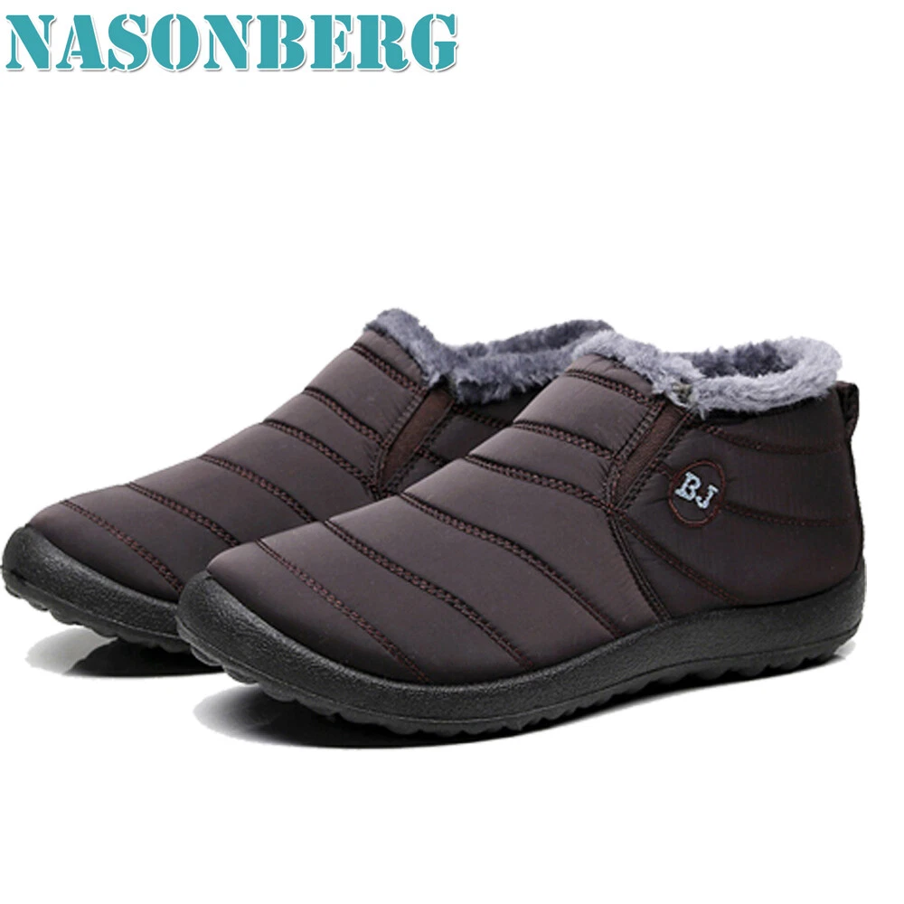 Mens Snow Boots Warm Fur Lined Ankle Waterproof Slip On Outdoor Winter Shoes Mens Snow Boots Warm Fur Lined Ankle Waterproof Slip On Outdoor Winter Shoes